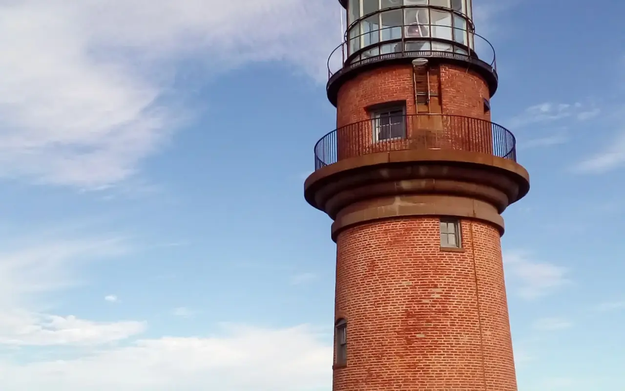 The Gay Head Light above the clay cliffs at Aquinnah
