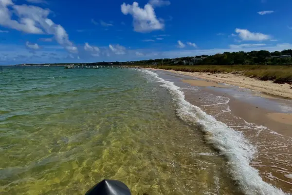 An empty island beach in the cold months.