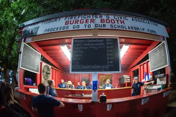 West Tisbury Firefighters' Burger Booth serving at the Ag Fair