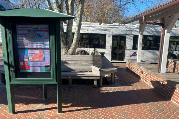 VTA bus and information kiosk at the Edgartown bus stop