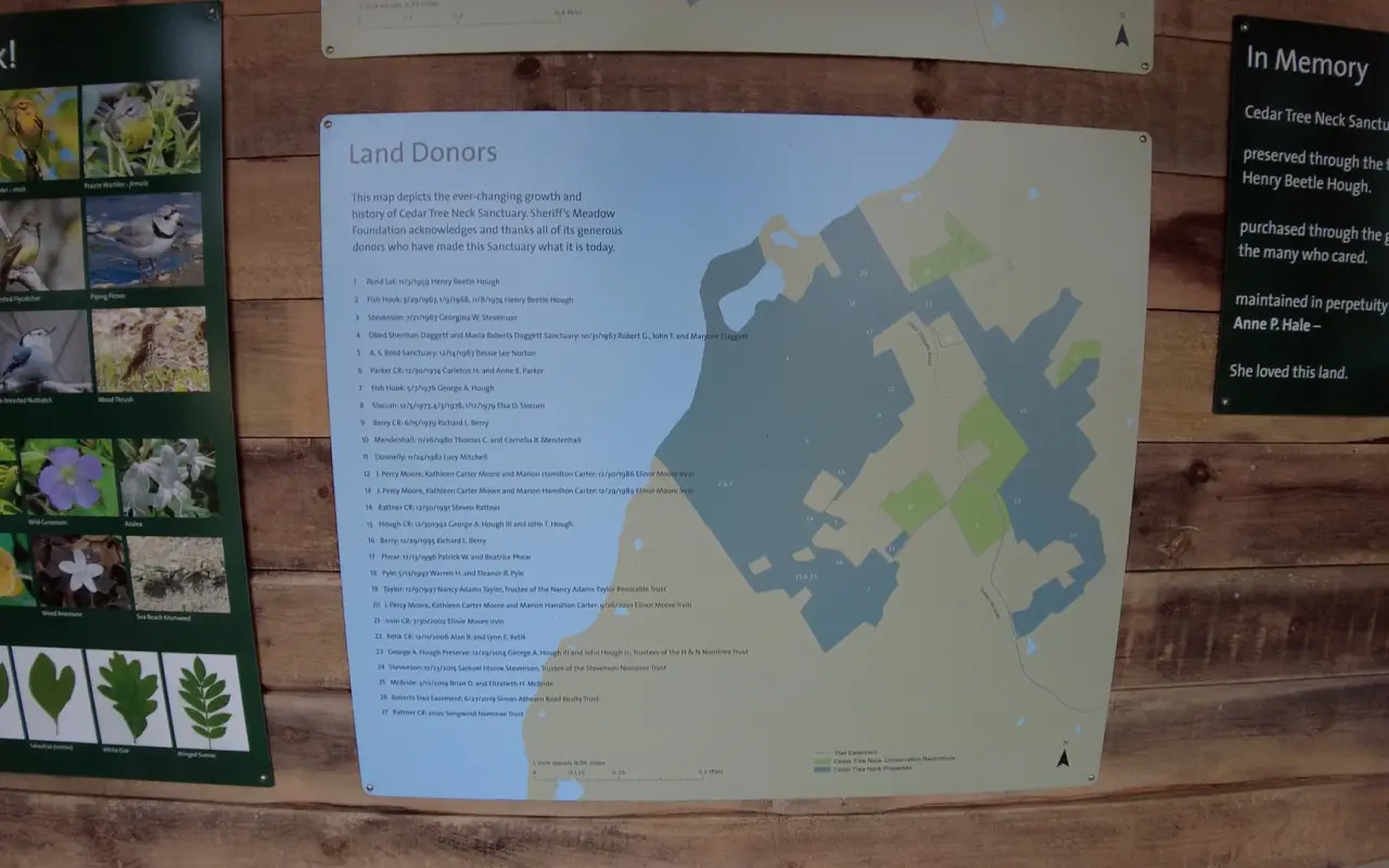 Land donor sign at Cedar Tree Neck Sanctuary on Martha's Vineyard
