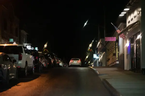 Circuit Avenue after dark on a quiet November evening
