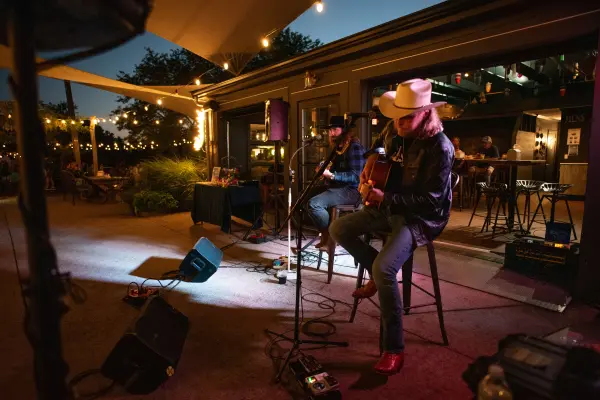 CJ Solar and Rick Huckaby playing an evening set at Nomans