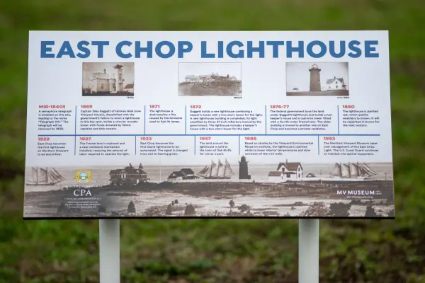 East Chop Lighthouse history timeline sign