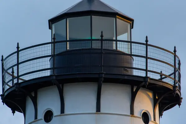 Close-up of the East Chop Lighthouse lantern and railing