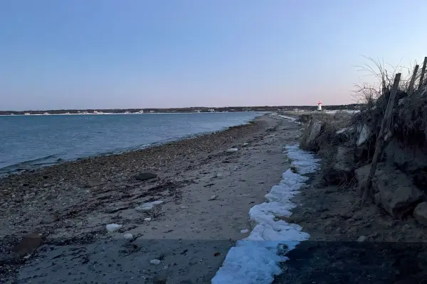 Winter beach walk toward the Edgartown Light