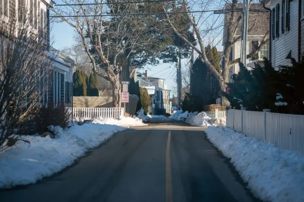 An Edgartown side street after the February 2026 snow
