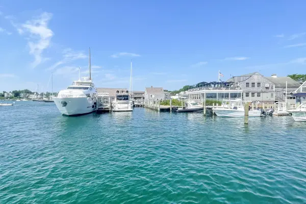 Yachts in the harbor on a summer day