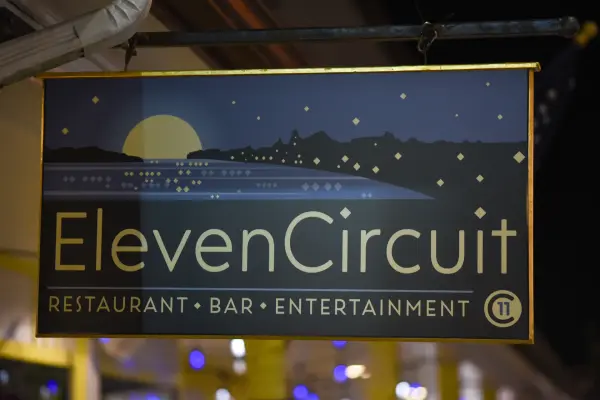 ElevenCircuit restaurant and bar sign on Circuit Avenue