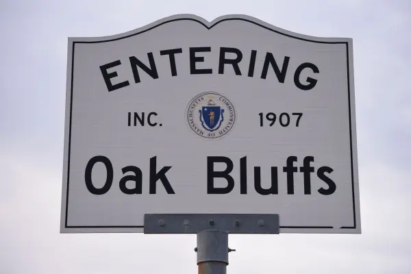 Entering Oak Bluffs town line sign, incorporated 1907