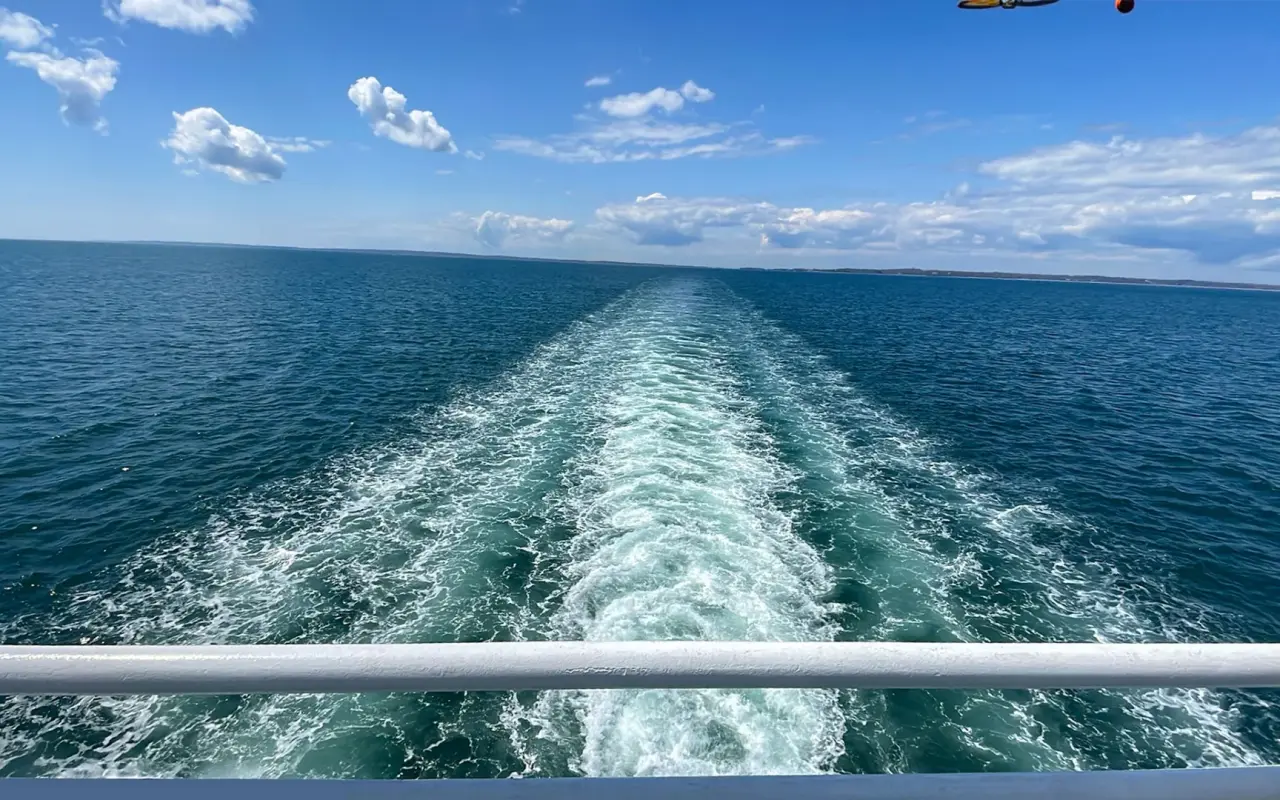 The open ocean seen from a boat near Martha’s Vineyard