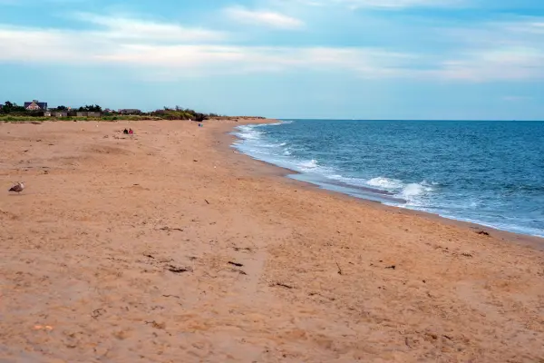 Gentle surf along the wide sandy shore at Katama's South Beach