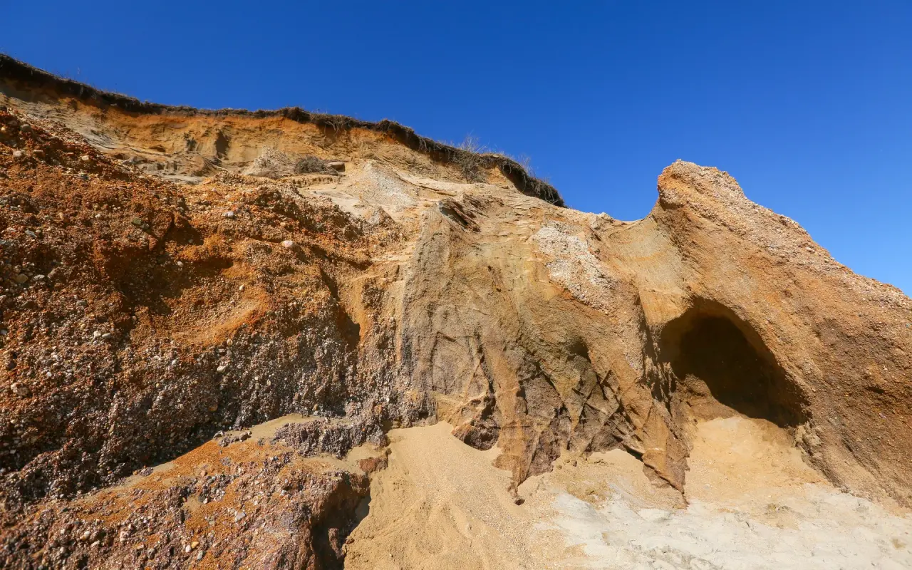 Red clay cliffs at Lucy Vincent Beach in Chilmark on Martha's Vineyard