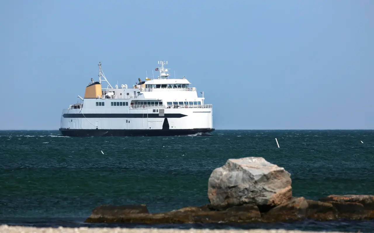 A Steamship Authority ferry arriving at Martha’s Vineyard