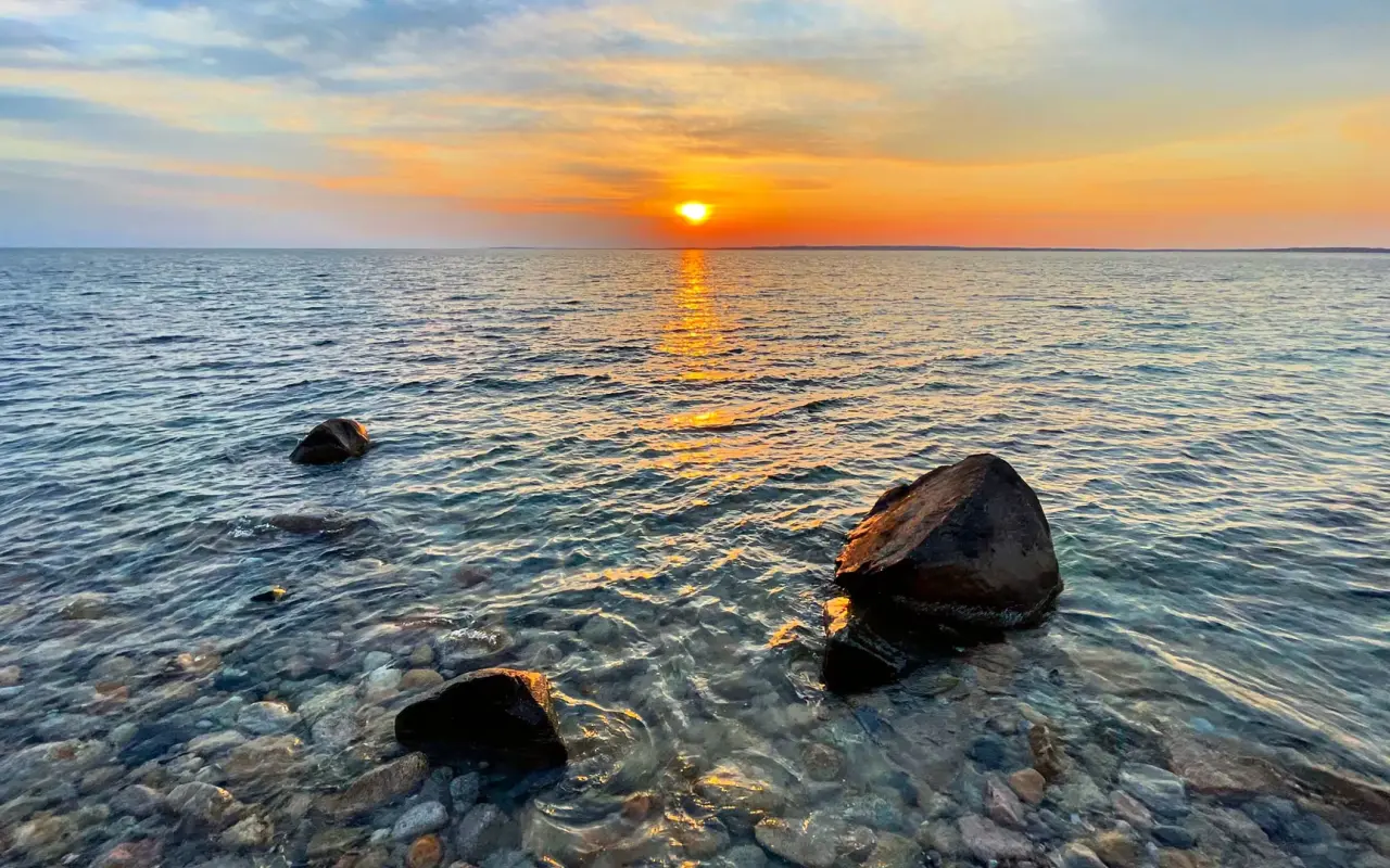 Sunset over a beach on Martha’s Vineyard