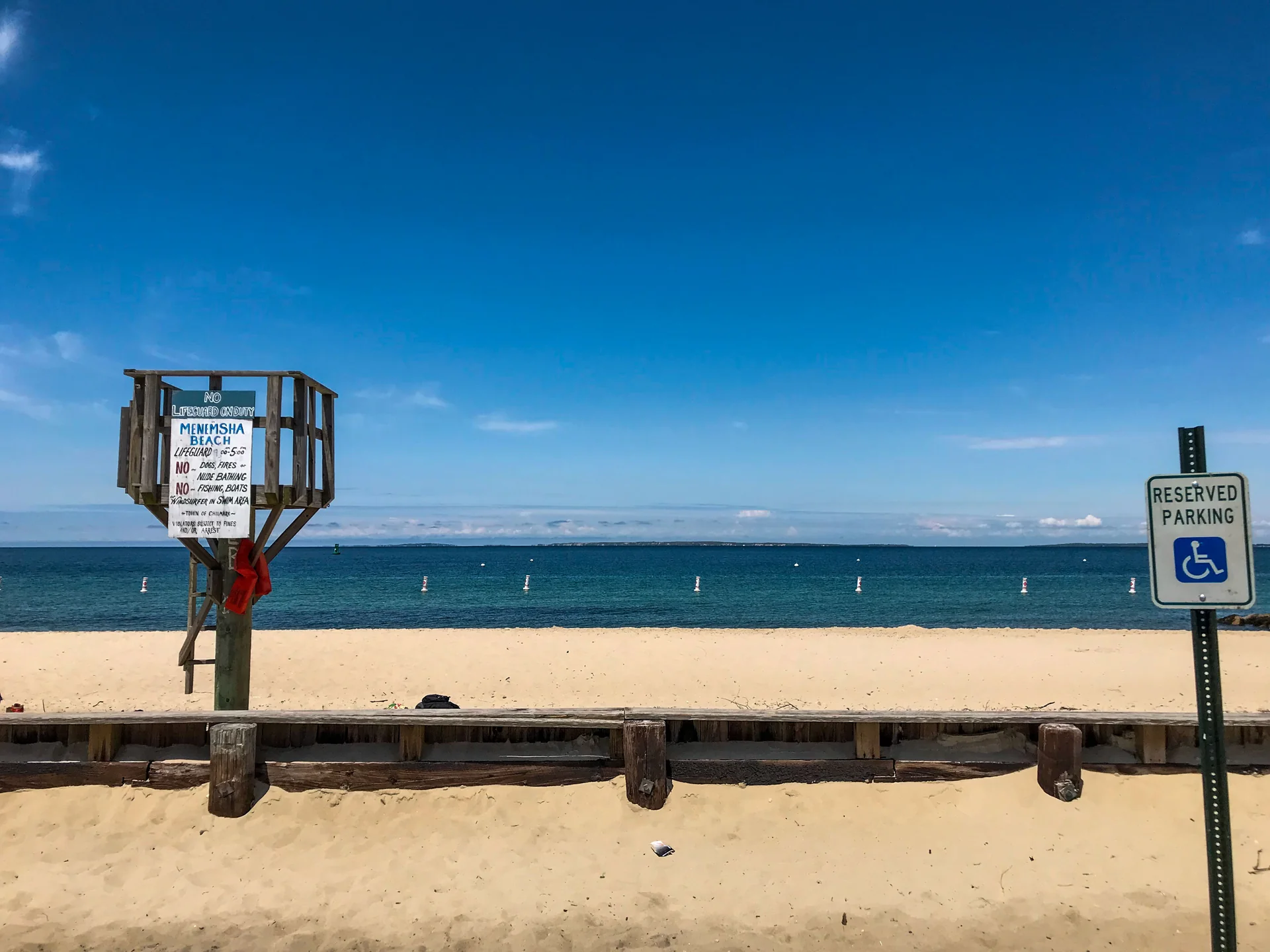 The swim beach on a quiet day