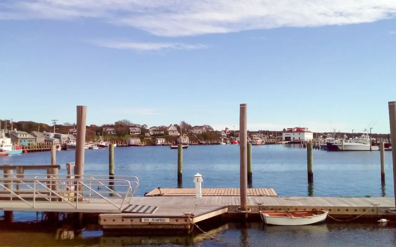 Menemsha harbor and its docks on Martha’s Vineyard