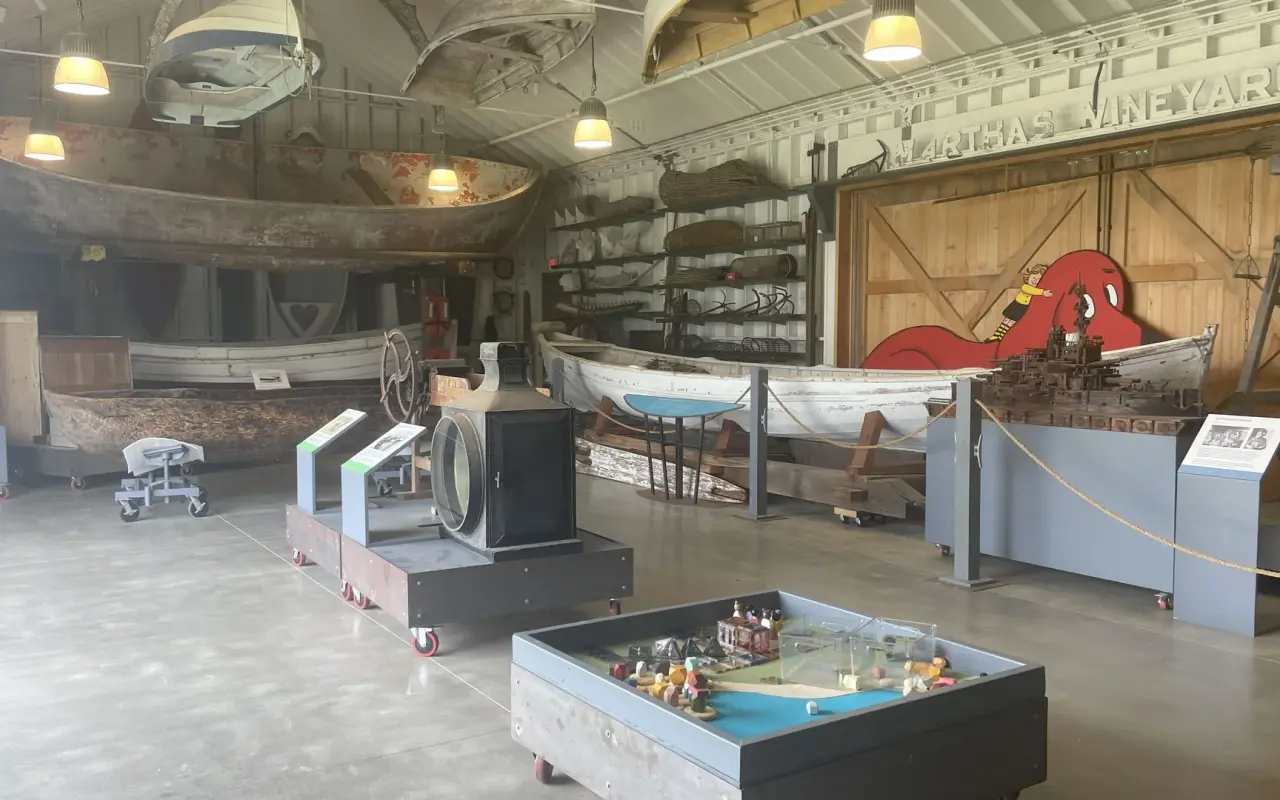 Boat-filled exhibit hall at the Martha's Vineyard Museum