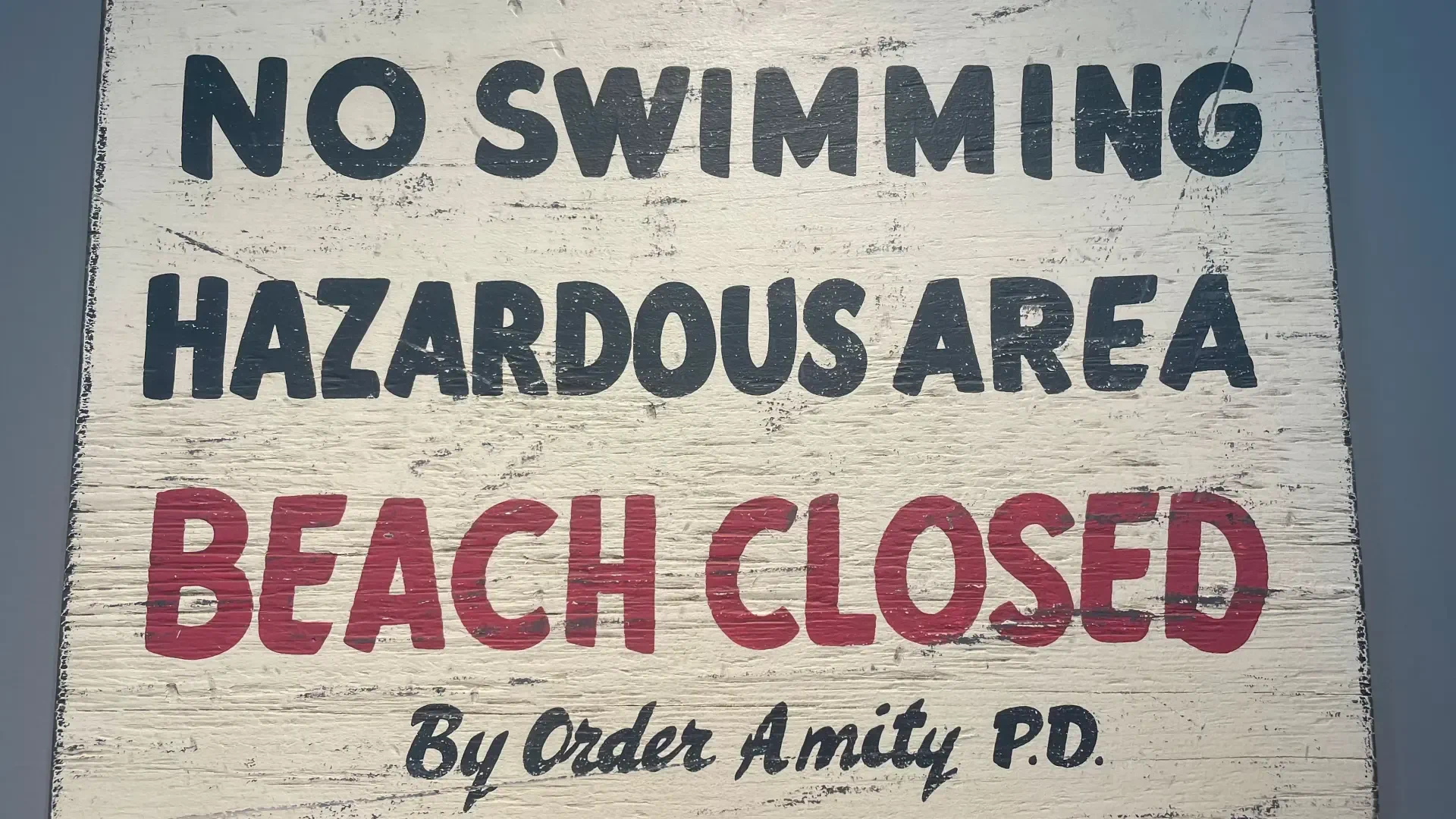 Jaws 'Beach Closed' sign at Martha's Vineyard Museum
