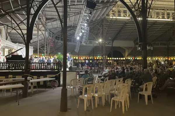 An evening concert under the Tabernacle's iron arches