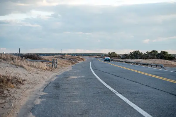 Empty Beach Road along State Beach in December