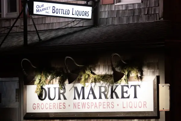 Our Market by the Oak Bluffs harbor: groceries, newspapers and one of the island's two package-store towns at work.
