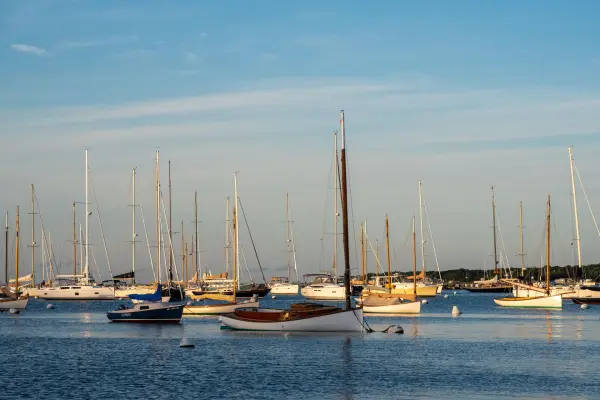 Sailboats on their moorings in Vineyard Haven harbor