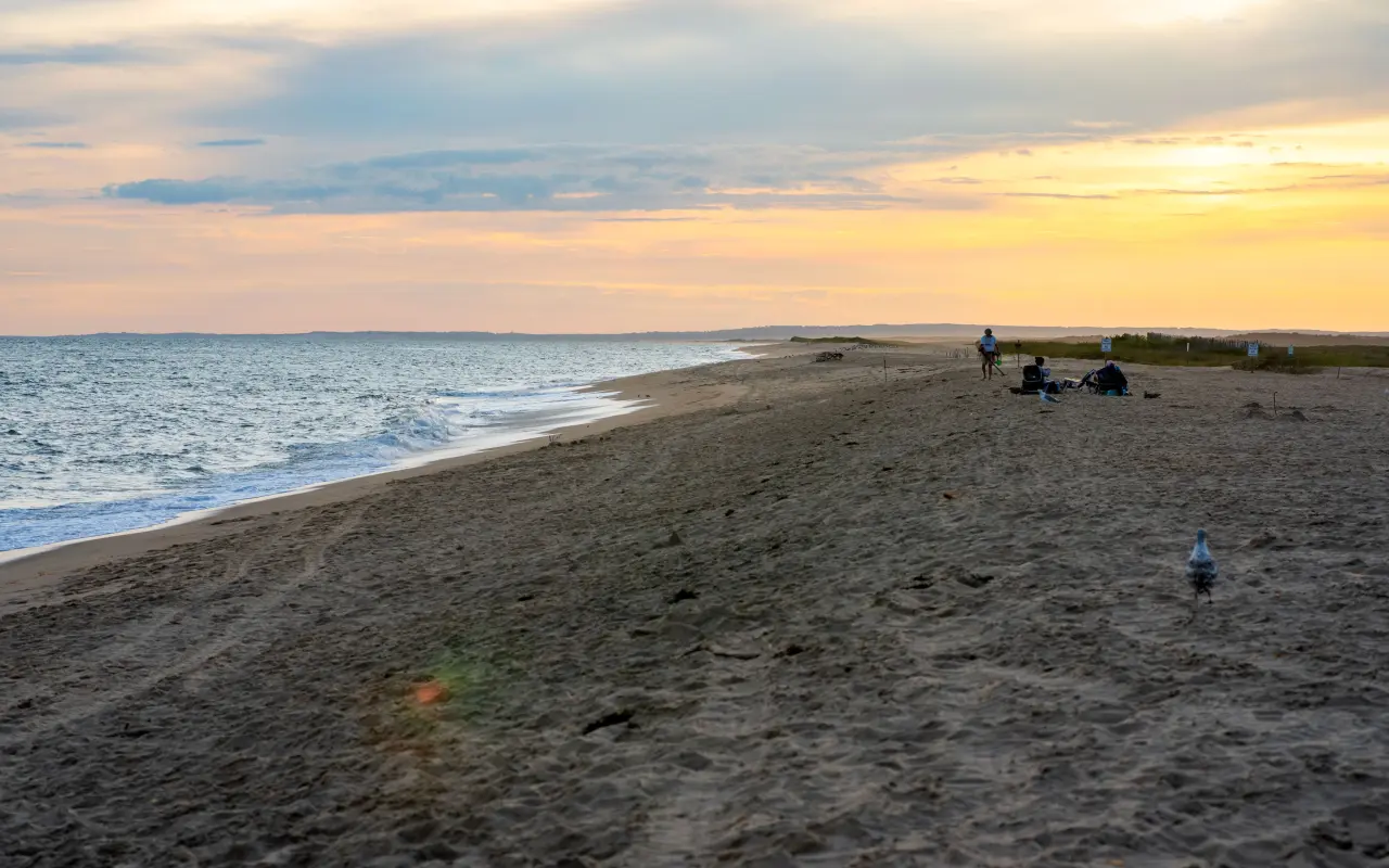 Sunset glow over the shoreline at South Beach