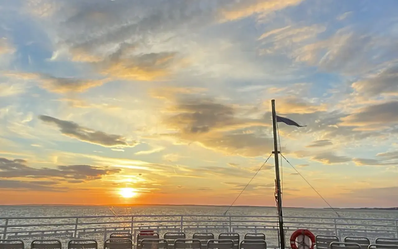 Sunset over Vineyard Sound from the deck of the Steamship Authority ferry