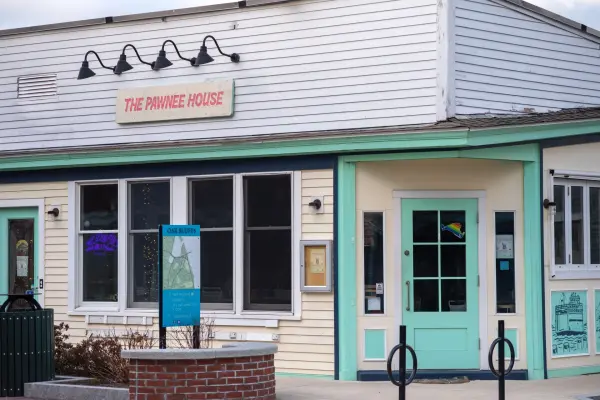 The Pawnee House restaurant with its mint-green trim