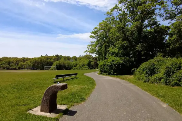 The path through Veterans Memorial Park