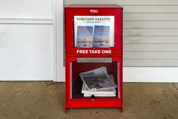 Free Vineyard Gazette newspaper box, Edgartown