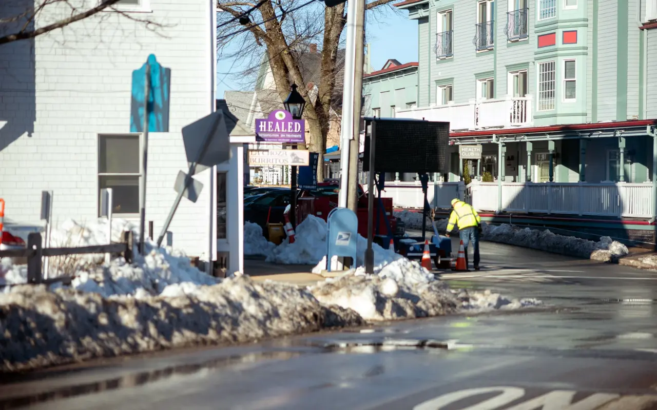 Main Street in Vineyard Haven cleared after a February snowfall
