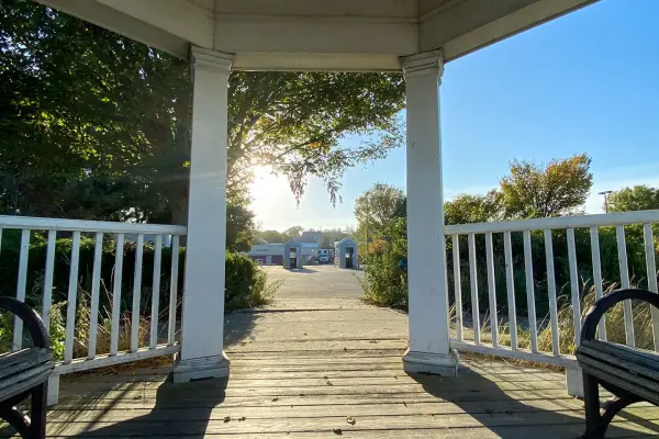 Gazebo view toward the Steamship Authority terminal in Vineyard Haven