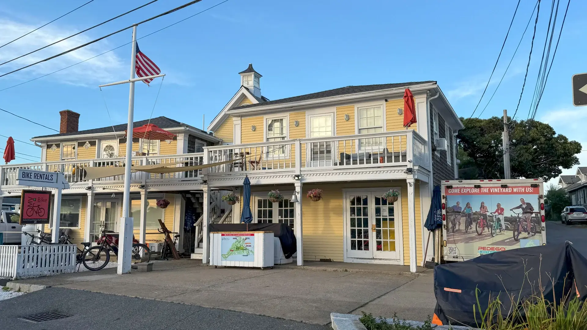 Bike rental shop near the Oak Bluffs harbor