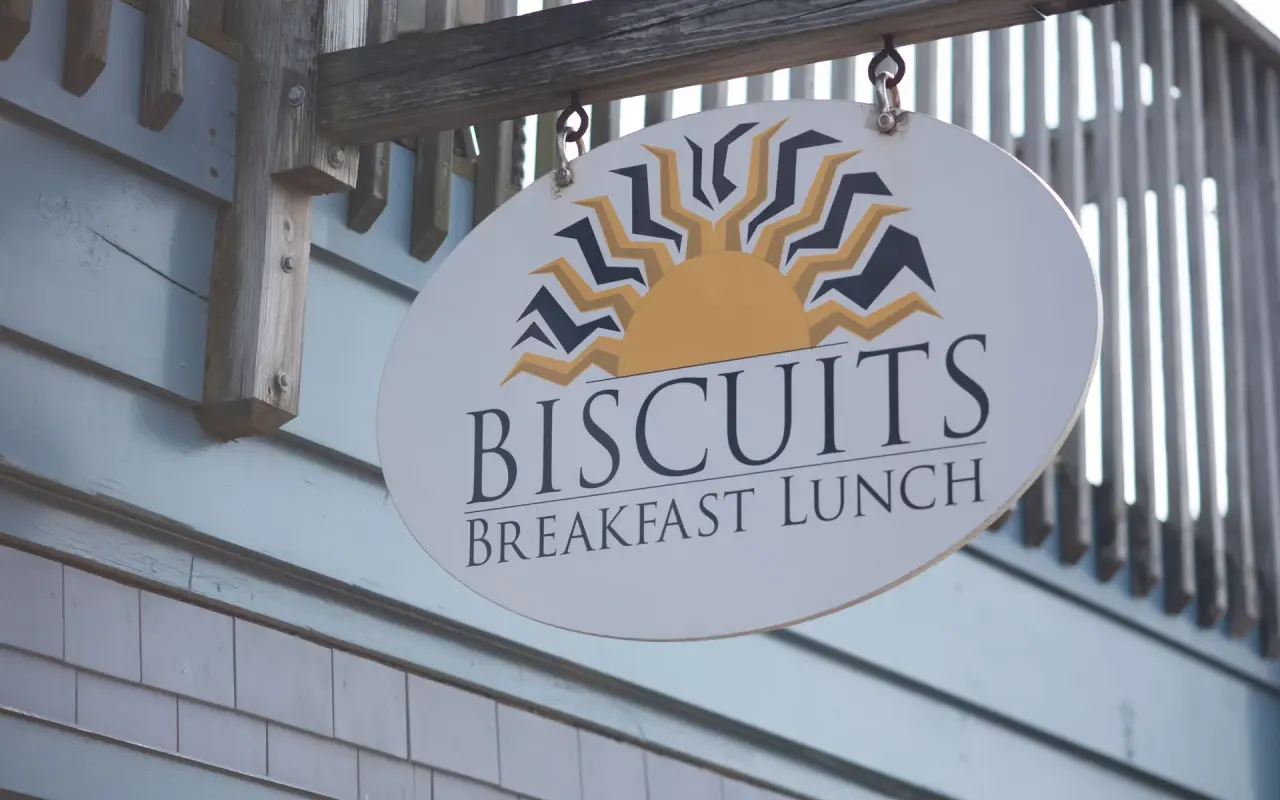 Biscuits Breakfast Lunch sign in Oak Bluffs