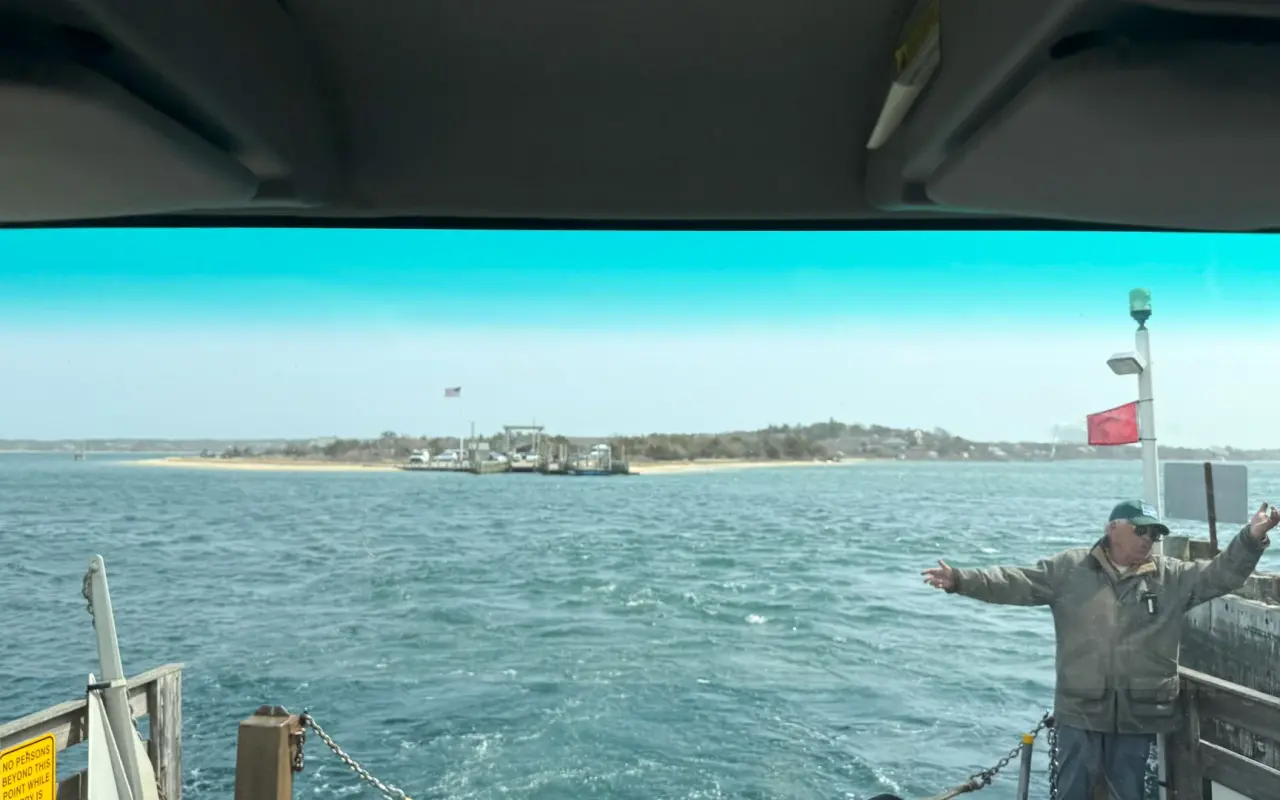 Passengers boarding the Chappy Ferry in Edgartown
