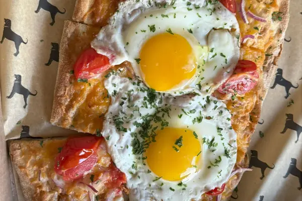 Breakfast pizza at The Black Dog Bakery Cafe
