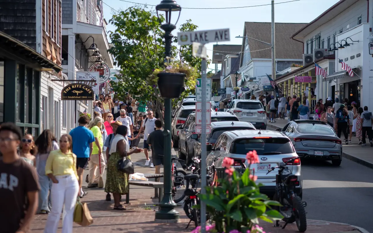 Summer crowds filling Circuit Avenue in Oak Bluffs in August 2026