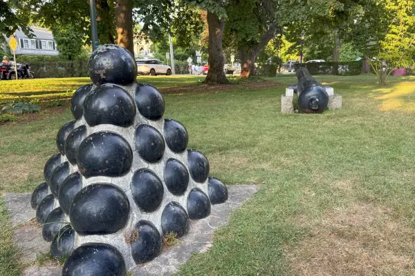 Cannonball pyramids at Memorial (Cannonball) Park, Edgartown
