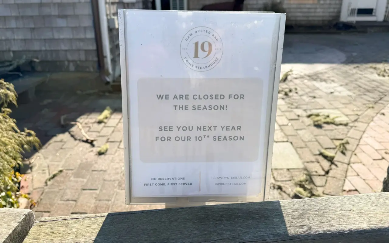 19 Raw restaurant in Edgartown with a closed for the season sign