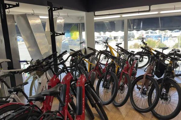 Rental e-bikes in a Vineyard Haven shop