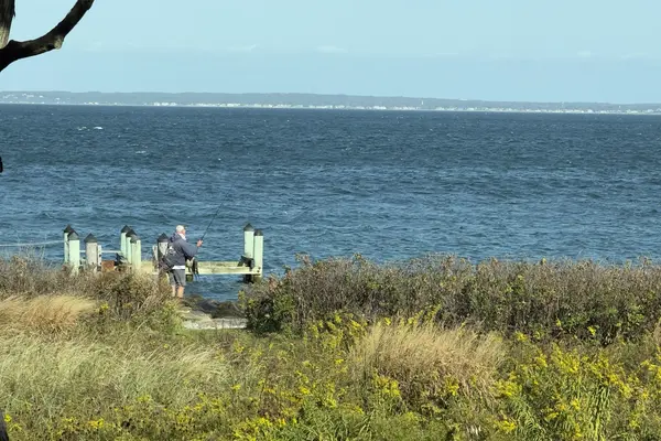 Fishing beside an old dock on East Chop