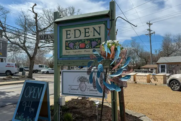 Eden, the produce and garden market in Vineyard Haven: fruit, vegetables and plants under one sign.