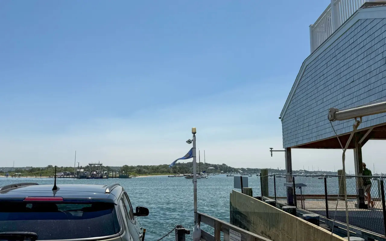 Aboard the On Time ferry with a car loaded, crossing from Edgartown to Chappaquiddick