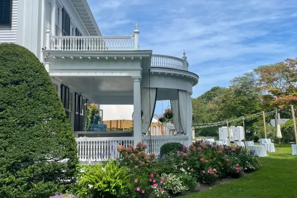 Porch and gardens of the Dr. Daniel Fisher House