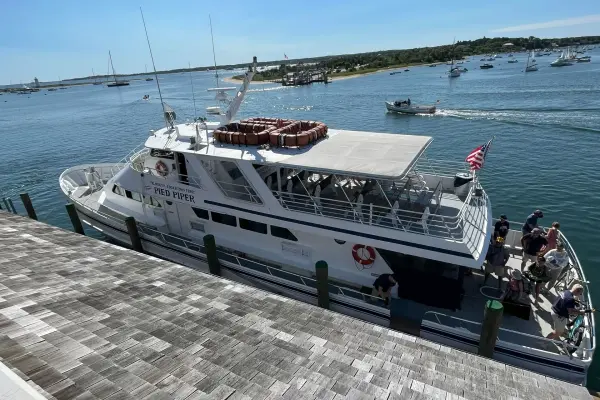 The Pied Piper ferry at Edgartown Harbor on a sunny day