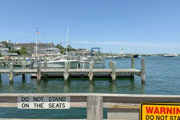 Boats at the town dock in July