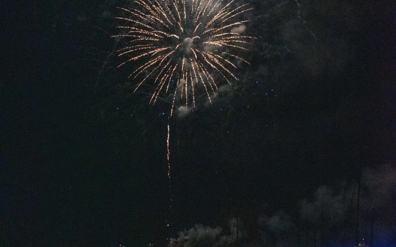 Fourth of July fireworks over Edgartown Harbor, Martha's Vineyard