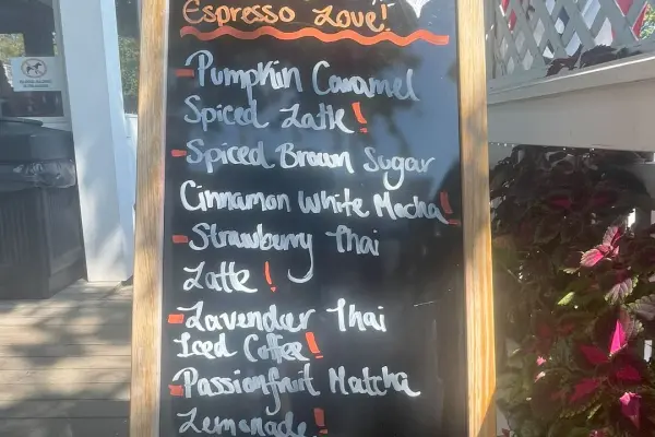 The fall specials board outside Espresso Love.